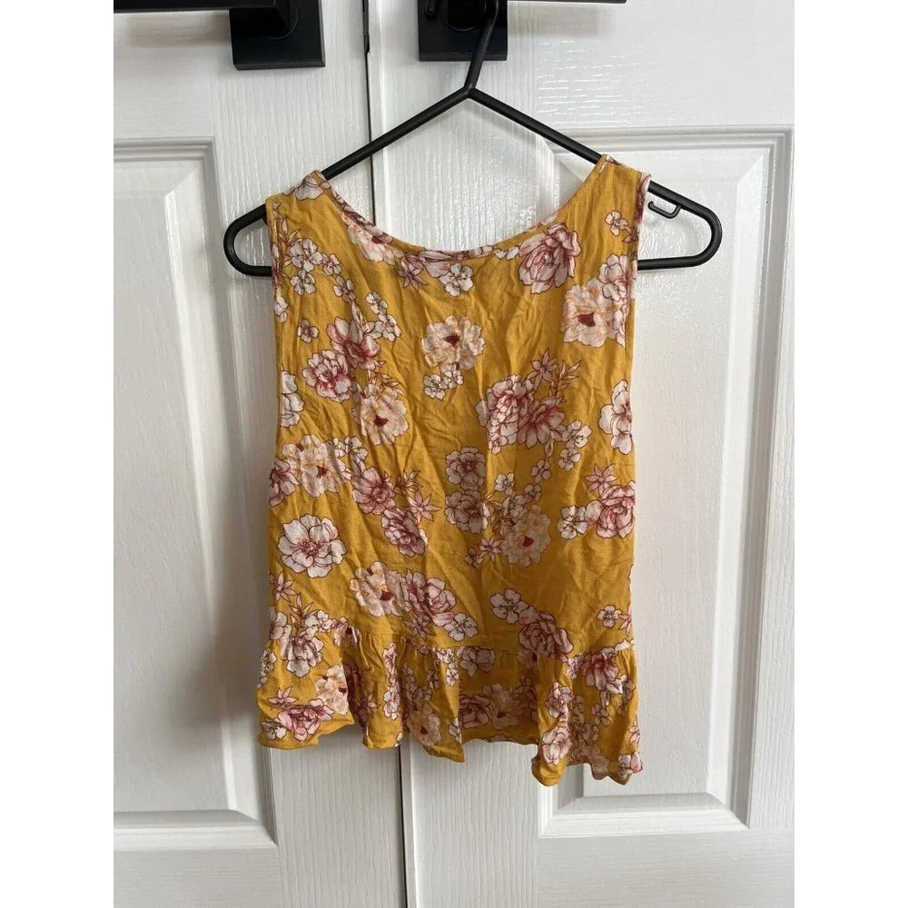 Sports girl Yellow Crop Floral Tank Size 10 - Picture 3 of 4